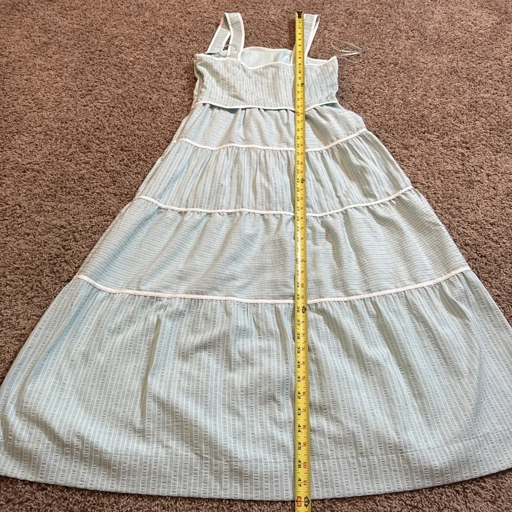 Adelyn Rae Cotton Tiered Maxi Dress Aqua Size Small - Picture 7 of 9